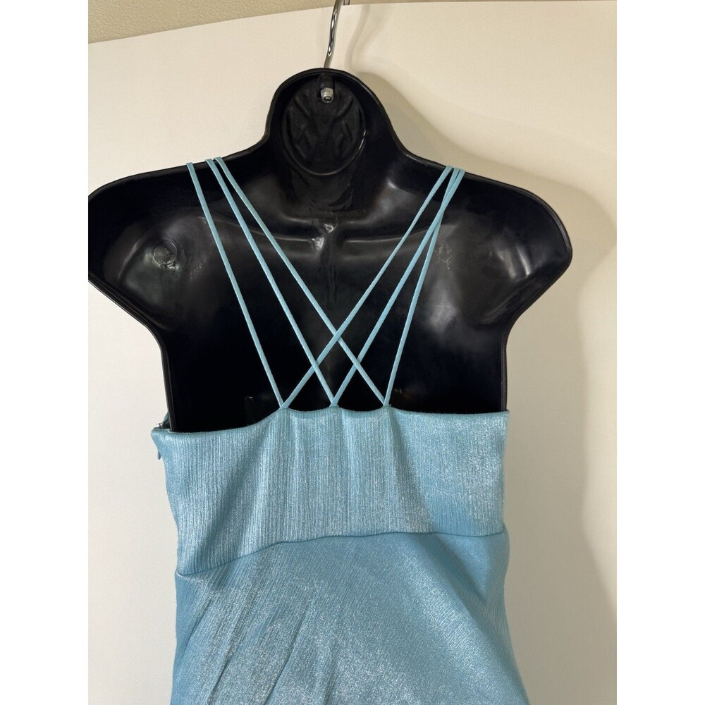 Y2K Teal Prom Dress Formal Slip Style Maxi Small - Picture 5 of 10